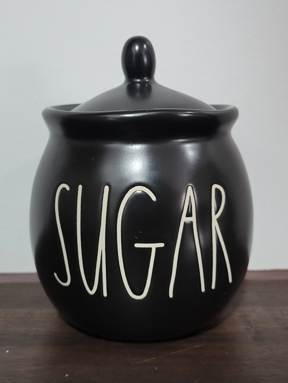 Rae Dunn Black 'SUGAR' Jar with Lid